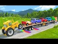 Download Lagu Flatbed Truck McQueen | Transportation with Truck - Pothole vs Car #12 | BeamNG.Drive Gameplay