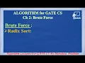 Ch 2 4 Brute Force Radix Sort Algorithm Lectures for GATE CSE by Monalisa Pradhan