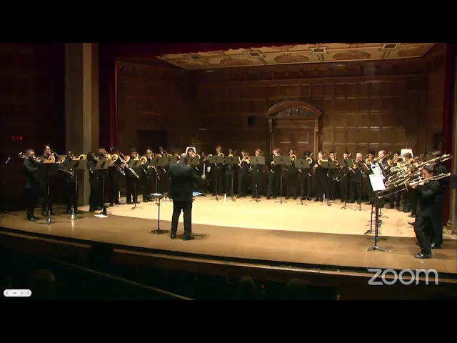 A trombone choir on stage at the festival