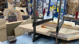 25 July 2022. Gluing upper part of starboard centerboard trunk side using my big clamps. Plus bonus.