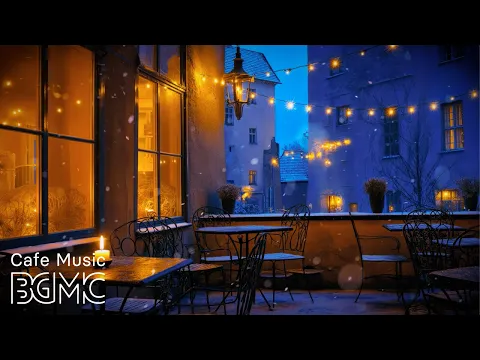 Cozy Winter Night Cafe Ambience ❄️ Relaxing Slow Bossa Nova Music for a Snowy Evening