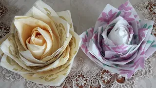 طي المناديل الورقية على شكل وردة بطريقة سهلة وراقية 