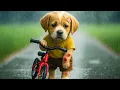 Download Lagu Baby Puppy Fights Through Rain to Rescue Trapped Kitten 🐱🌧️ Becomes a Hero After Storm Rescue 🚴❤️