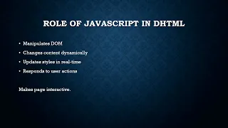 Web Technologies DHTML with JavaScript