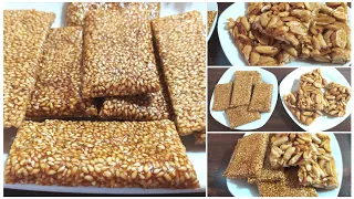 طريقة عمل السمسمية والفستقية حلاوة المولد بمكونين فقط هشة ومقرمشة مثل الجاهزة تماما 