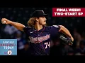 TWO-START PITCHERS SLEEPER HITTERS FOR CHAMPIONSHIP WEEK Fantasy Baseball Today In 5