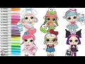 LOL Surprise Hello Kitty Coloring Book Compilation My Sweet Melody Kuromi QT Cinnamoroll Keroppi