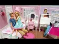 BARBIE KEN MORNING ROUTINE BEDROOM BREAKFAST DOLL DRESS UP
