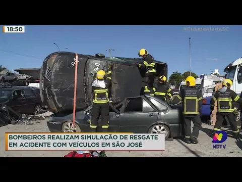 Bombeiros realizam simulação de resgate em acidente com veículos em São José