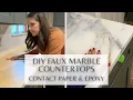 DIY Faux Marble Countertops with Contact Paper and Epoxy
