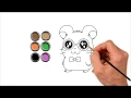 Cute Hamster Coloring and Drawing learn colors for kids Animals coloring pages