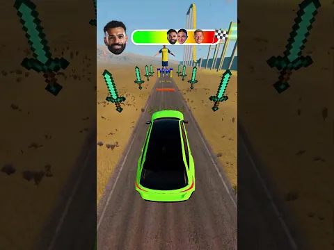 🤩CR7 Vs Messi Vs Salah Vs Lewandowski🚗Course Challenge! #beamngdrive #shorts