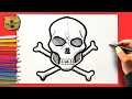 EASY how to draw skull and crossbones drawing EASY