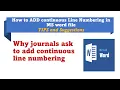 Adding Continuous Line Numbers to Your Manuscript in MS Word A Guide