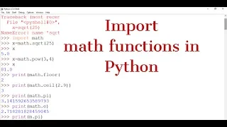 Python Tutorial for Beginners Import Math Functions in Python