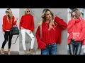 2021 FASHION COLORS RED SWEATER OUTFITS TRENDS AND STYLE HOW TO WEAR A RED SWEATER