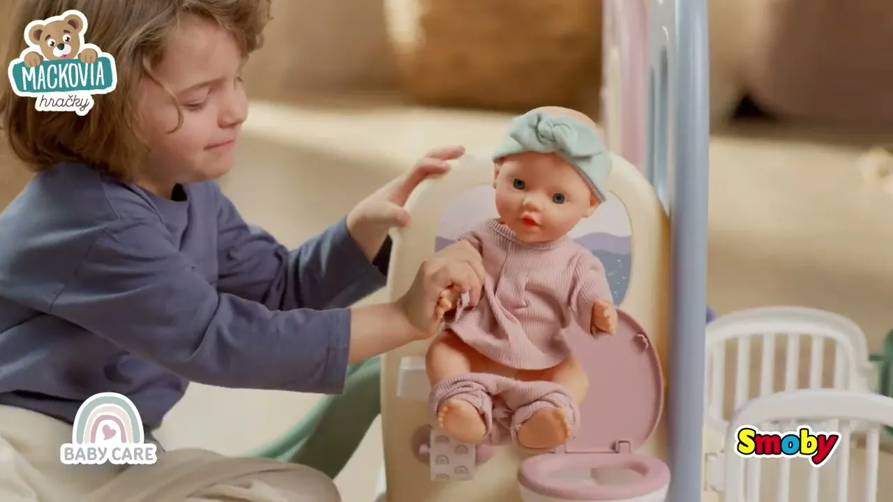 Detské chodítka - Set didaktické chodítko a kočík Trotty Walker 3v1 Little a domček pre bábiku Smoby - 5
