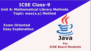 max x y Method in Java Math max x y Methods of Math Class Computer Applications Class 9