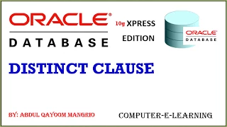 Distinct Clause SQL Oracle Database XE Tutorial Computer e Learning