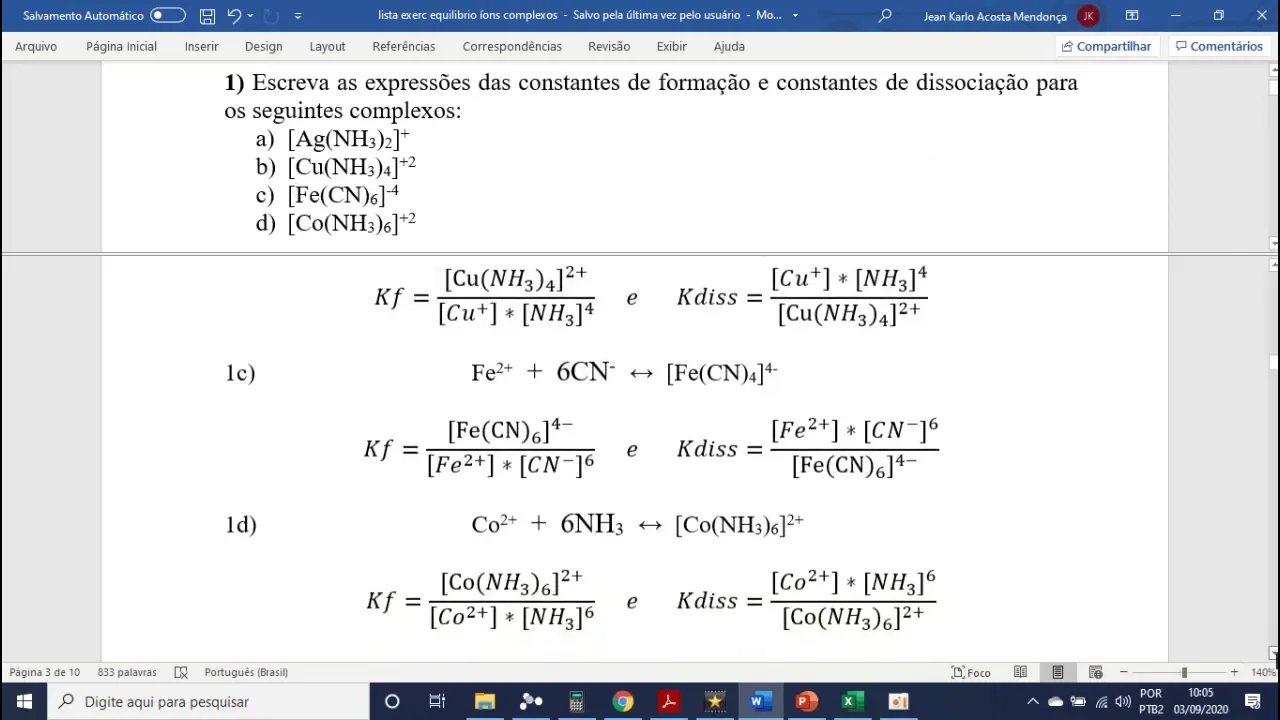 QAQuali 05 Equilíbrio em Reações de Complexação 7 exercício