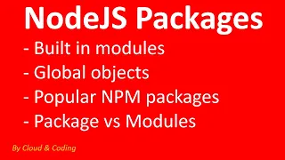 NodeJS Packages - Built in modules Global objects Popular NPM packages Package vs Modules