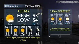 Spokane s best 3 day forecast We continue to stay hot and sunny with light winds