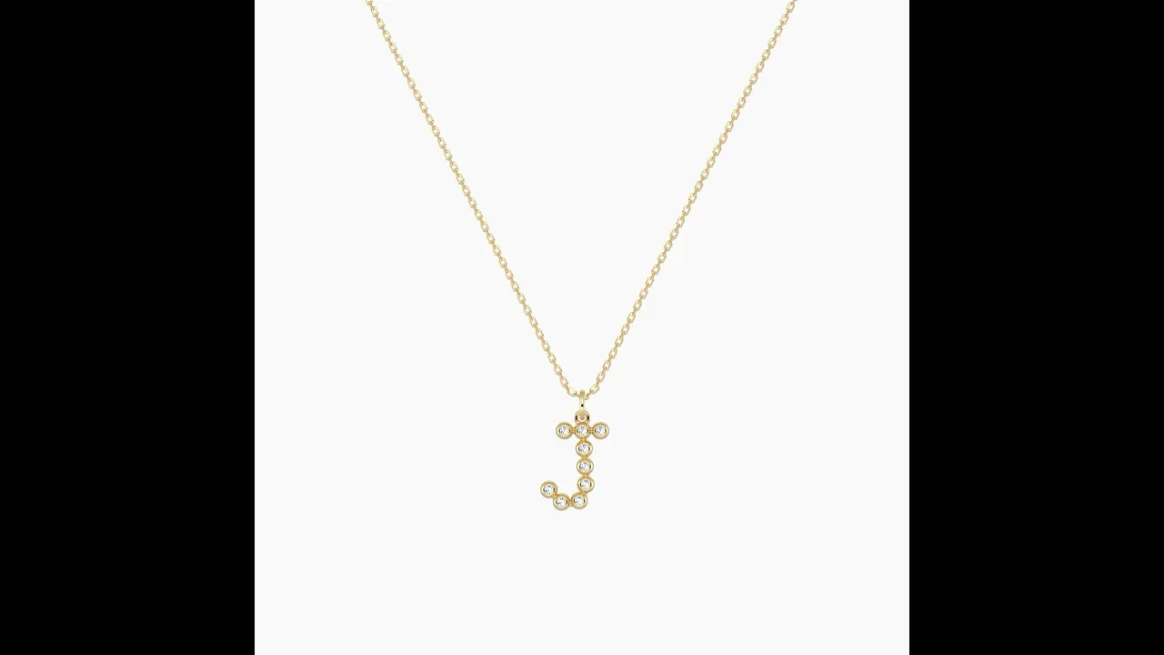 Letter J Initial Necklace Bubble Pendant