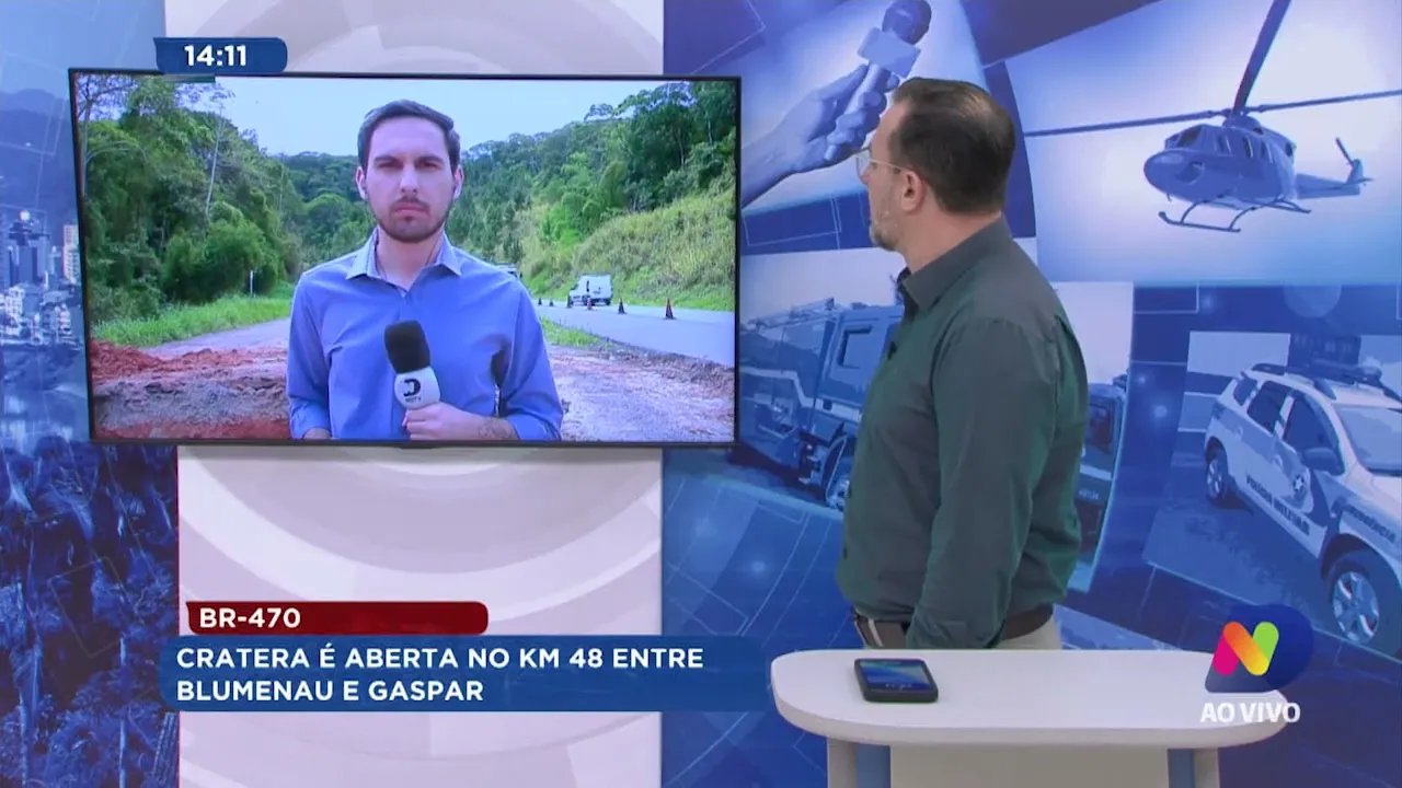 BR-470: cratera é aberta no KM 48 da rodovia entre Blumenau e Gaspar
