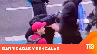Levantaron barricadas y lanzan bengalas a Carabineros