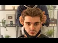 Pushed Back Middle Part Haircut with Faded Undercut