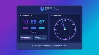 Build a Digital Analog Clock Using HTML CSS JavaScript Responsive Clock Project