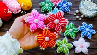 Amazing Comb Trick 💖🌟 How to Make Easy and Beautiful Yarn Flowers -  You'll Love This Fun Idea !