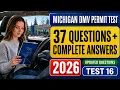 Pass First Try 2026 Michigan DMV Permit Test 16 37 Real SOS Questions Answers
