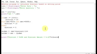 Python program to calculate discount based on selling price