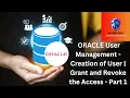 Oracle User creation Grant and Revoke the Access ORACLE User Management Part - 1 Oracle DBA