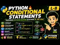 Python Conditional Statements Explained if if-else elif Nested if Python Tutorial L-8