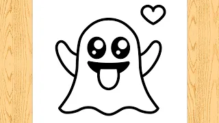 كيف ترسم شبح كيوت خطوة بخطوة رسم سهل تعليم الرسم للمبتدئين How To Draw Cute Ghost Step By Step 