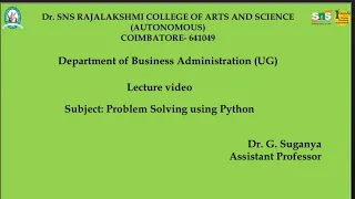 Looping concept in Python Problem solving using Python SNS Institutions
