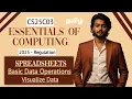 Lagu Using spread sheets for basic operations on data and visualize the data | Essentials of Computing