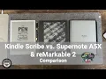 Amazon Kindle Scribe vs Supernote A5X and reMarkable 2