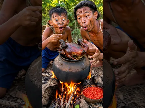 This Whole Fire-Roasted Chicken Looks Incredible! | Primitive Boy #Shorts