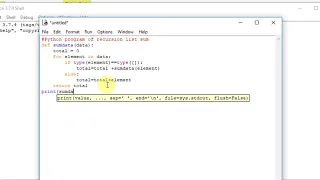 Python program of recursion list sum