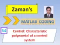 MATLAB Control Characteristic polynomial of a control system