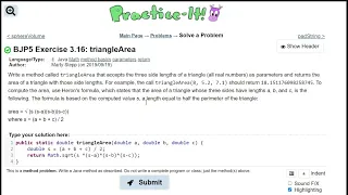 Java Practice It 3 16 cylinderSurfaceArea method basics parameters return math