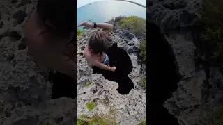 Jumping into and underwater cave! #bahamas #grotto #thunderball
