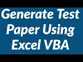 Generate Test Paper from Question Bank Using Excel VBA