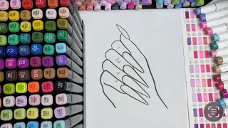 Long Stiletto Nails Coloring ASMR Nail Art Coloring