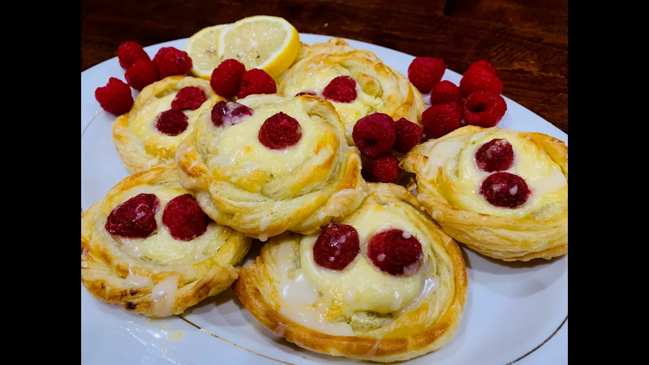 Raspberry Cheesecake Danishes   with Lemon Glaze   Hannah in the Kitchen