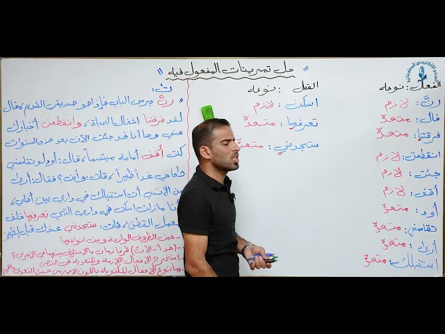 ⁣مادة اللغة العربية للصف الثاني متوسط : حل تمرينات المفعول فيه