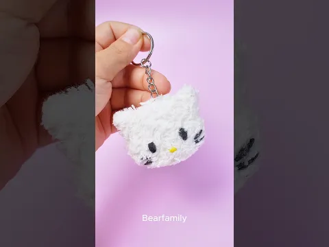 BEARFAMILY | Cute Hello Kitty Keychain 🎀🔑 | Clay & Wool DIY #shorts #craft #bearfamily #art
